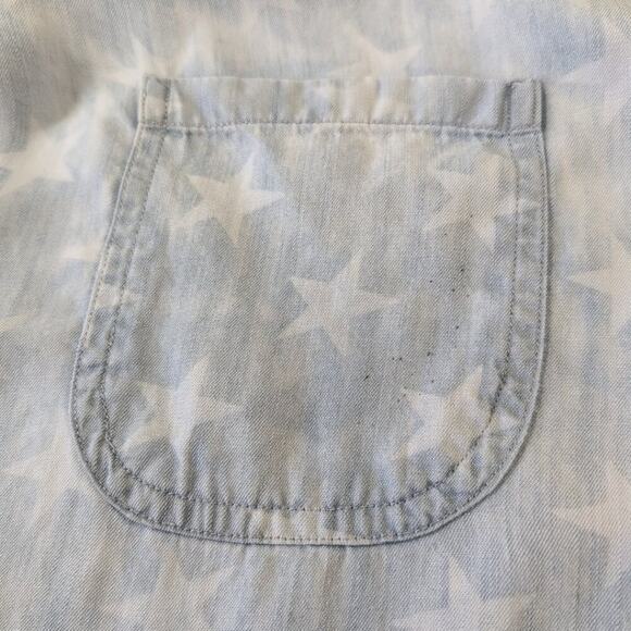 Rails star print light blue tencel, button-front shirt, size small - Picture 6 of 13